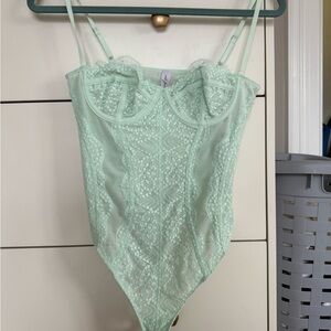 Urban Outfitters Mint Green Lace Bodysuit